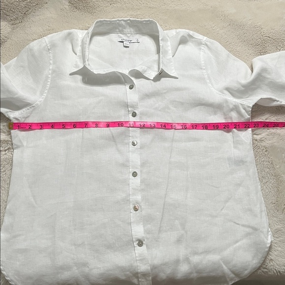Chico's Classic White Button-Down linen Shirt - Picture 6 of 10